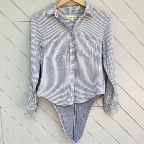 Madewell Striped Linen Tie Shirt - Picture 2 of 5